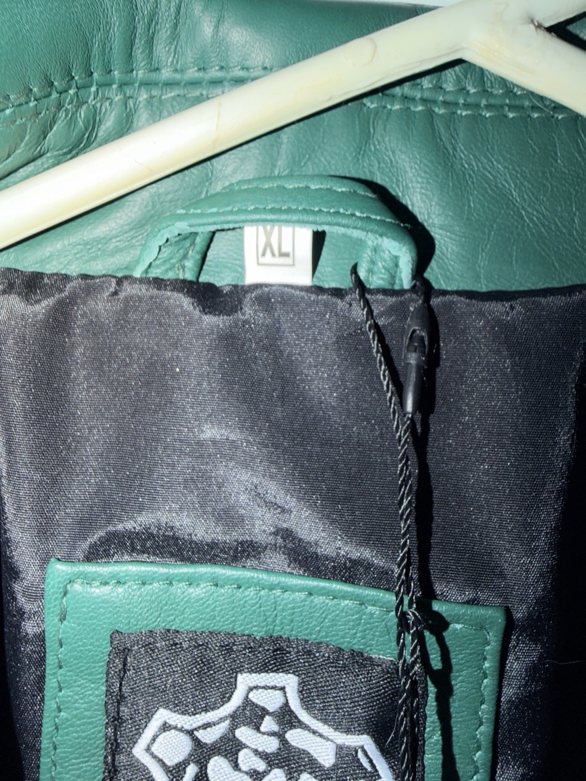Ninfa Women’s Green Leather Biker Jacket XL Zip Zipper Pockets Lined