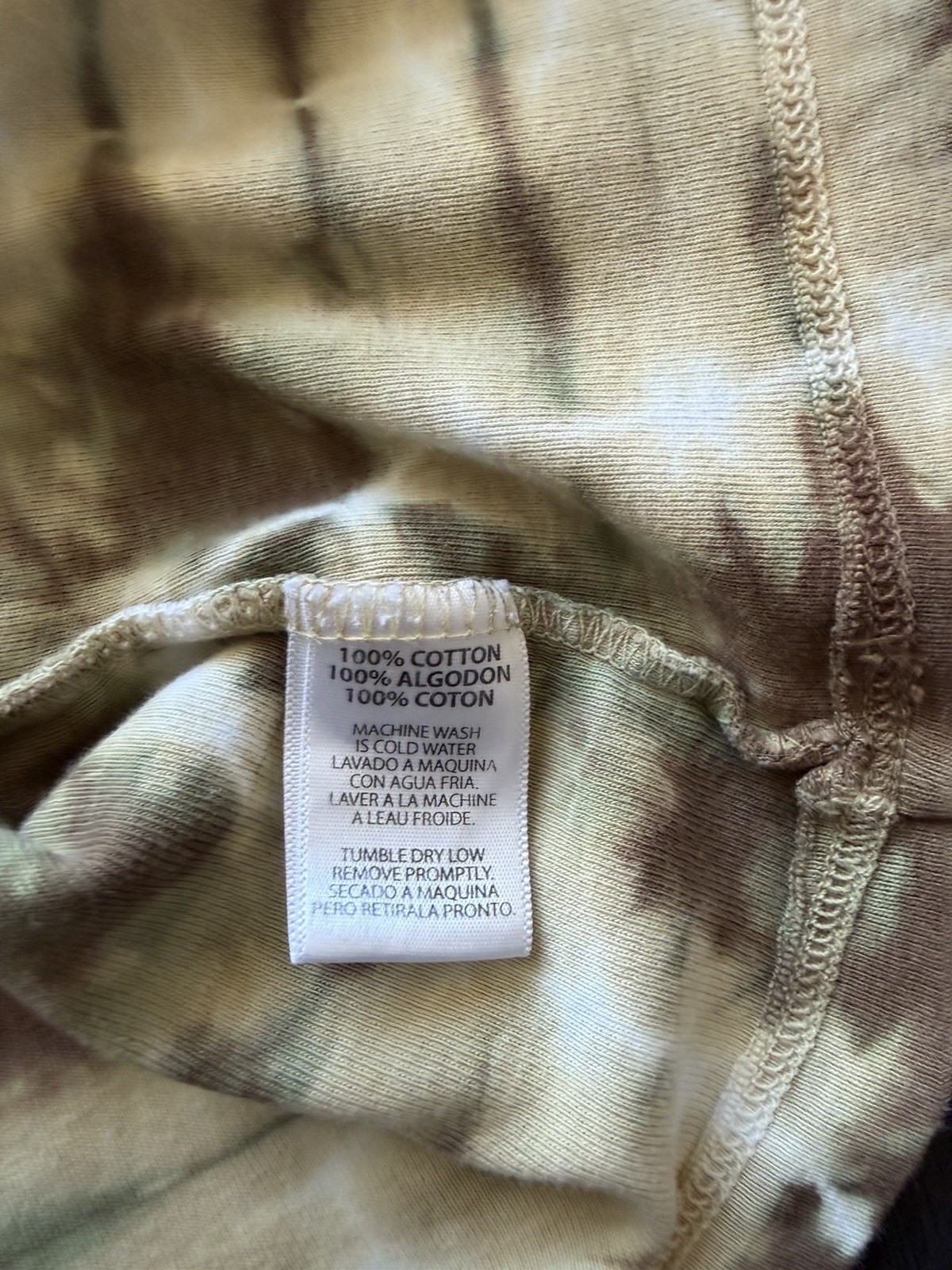 Glima Women’s XL Brown/Beige Tie-Dye V-Neck 3/4 Sleeve Cotton Tunic Top