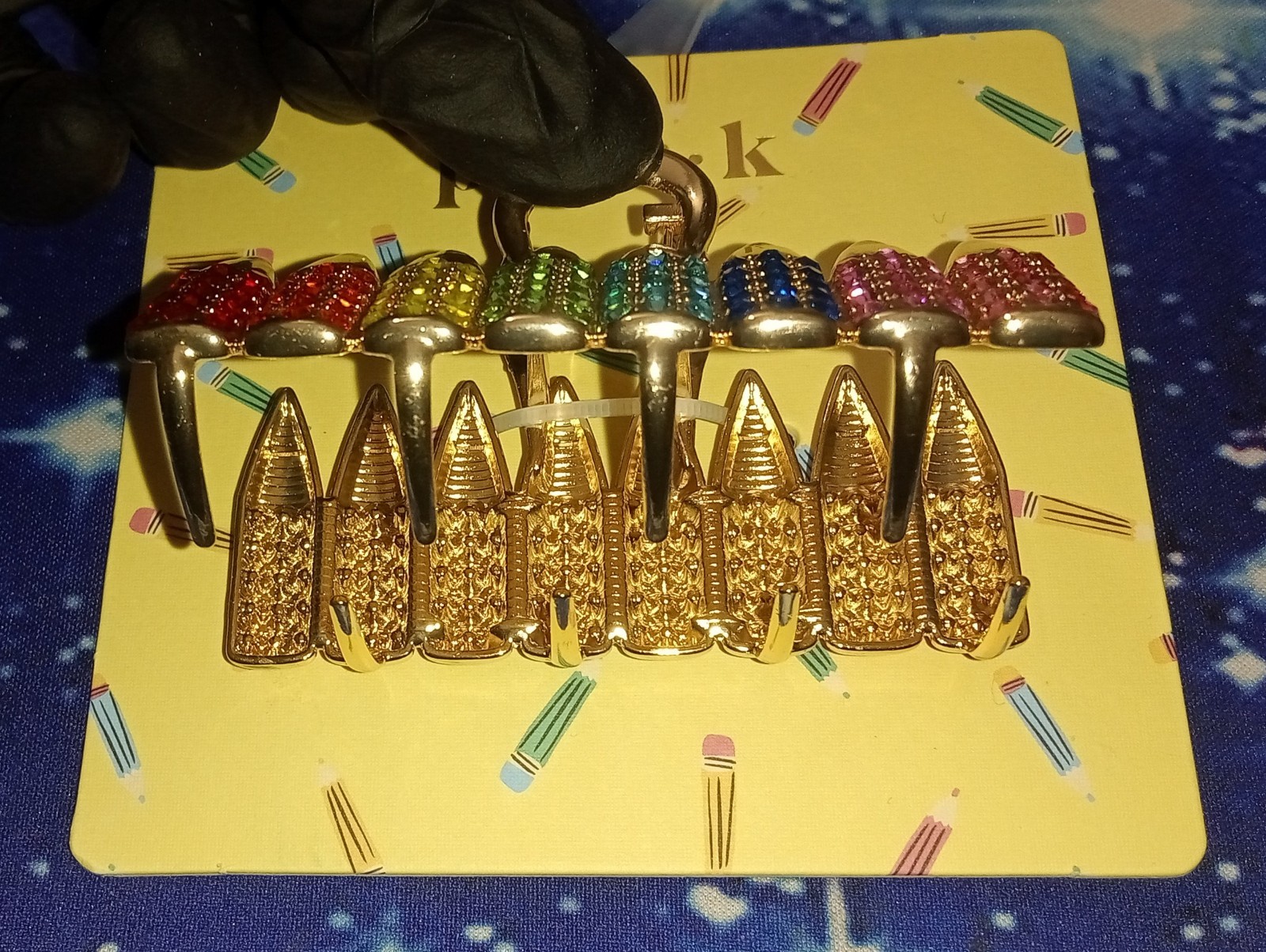 Piper • K Gold Painted & Multi Colored Rhinestones Metal Hair Claw Clip PENCILES