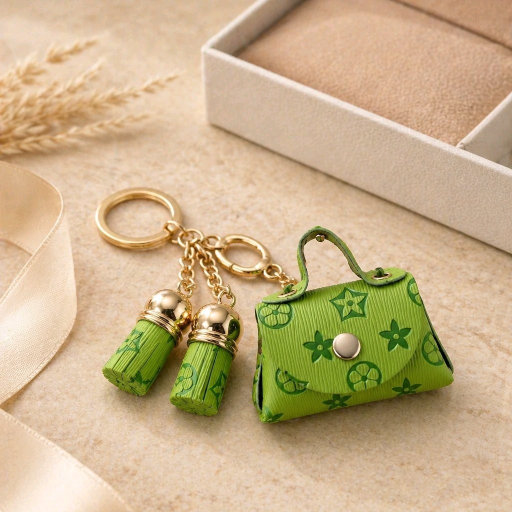 Mini Purse Key Chain Ring Bag Purse Charm Tassels Gold New Silicone & Vinyl NEW