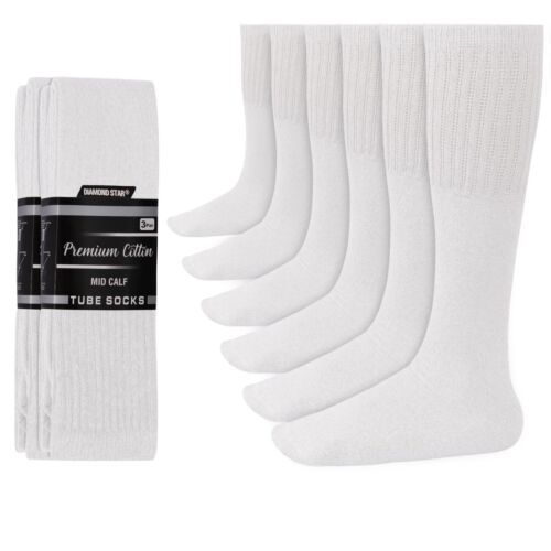 6-12-18 Pairs Men’s White Tube Socks Over The Calf Sport Cotton Socks Big &Tall