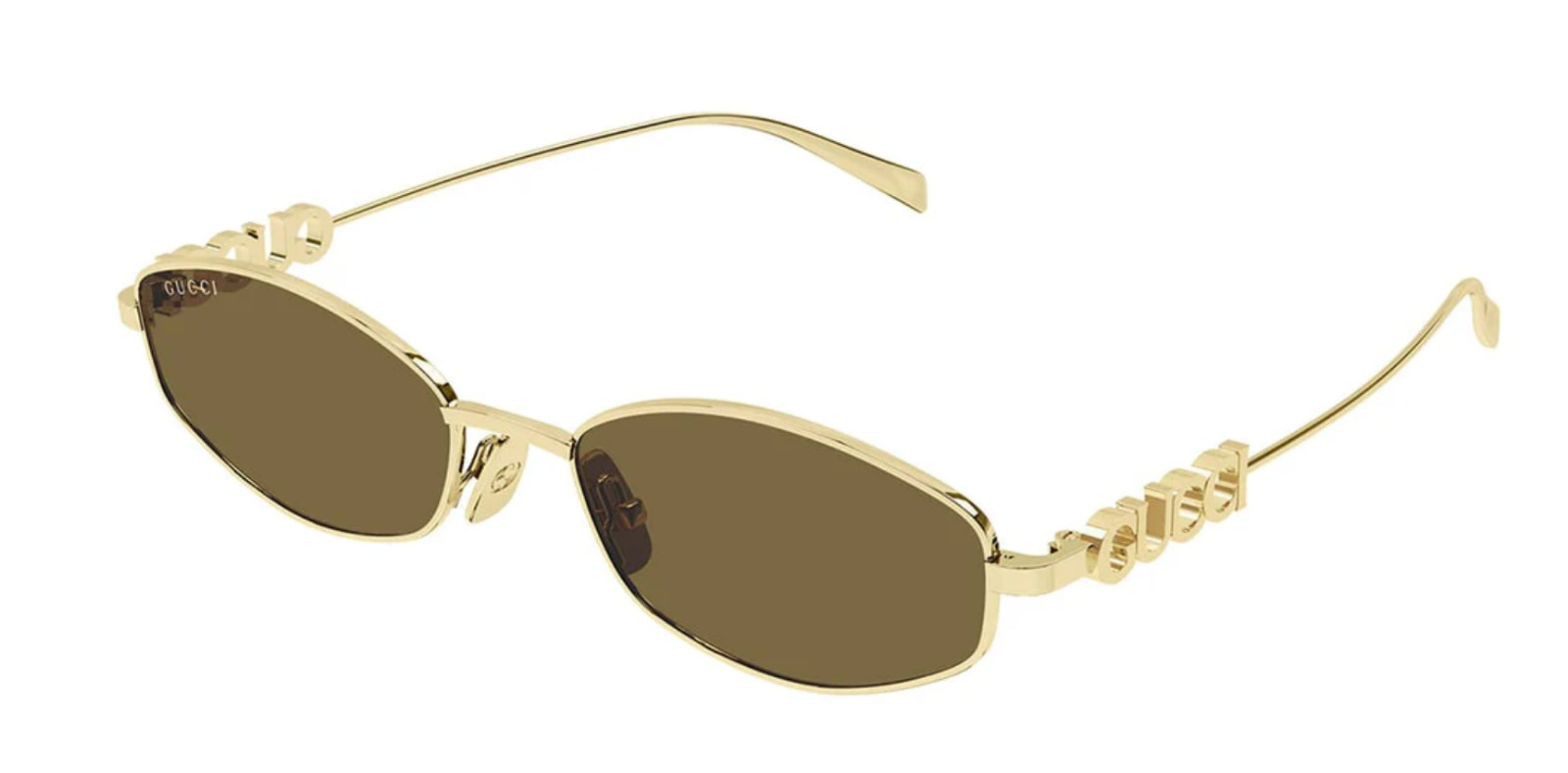 Gucci GG1802S 005 Unisex Oval Sunglasses in Gold with Brown Lens 100% UV