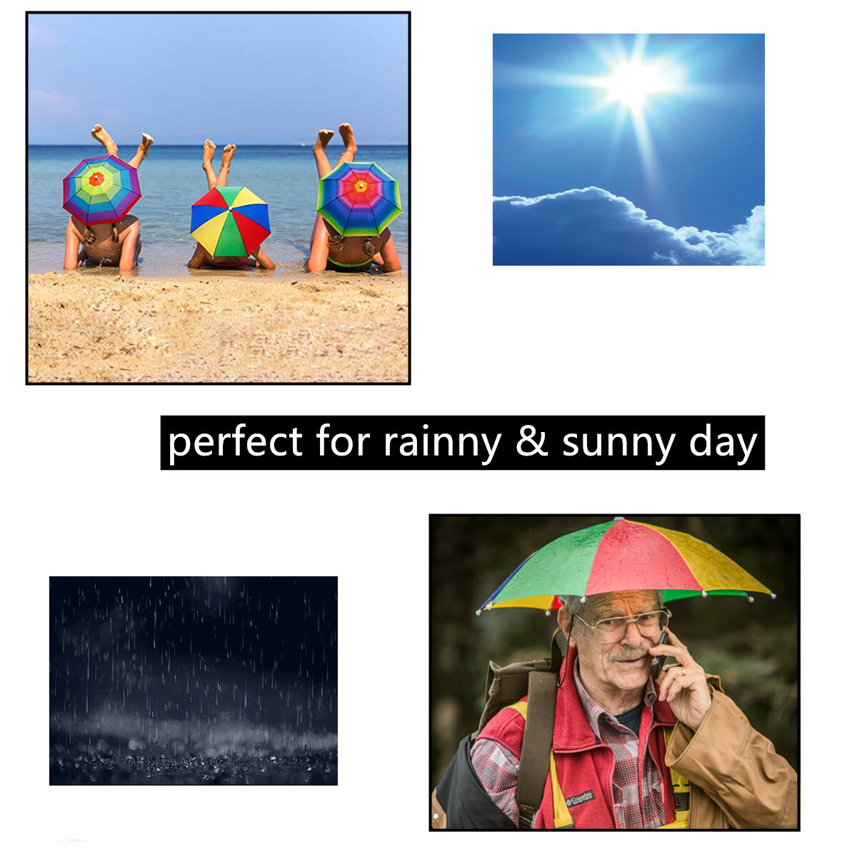 5x Outdoor Foldable Sun Umbrella Hat Golf Fishing Camping Headwear Cap Head Hat