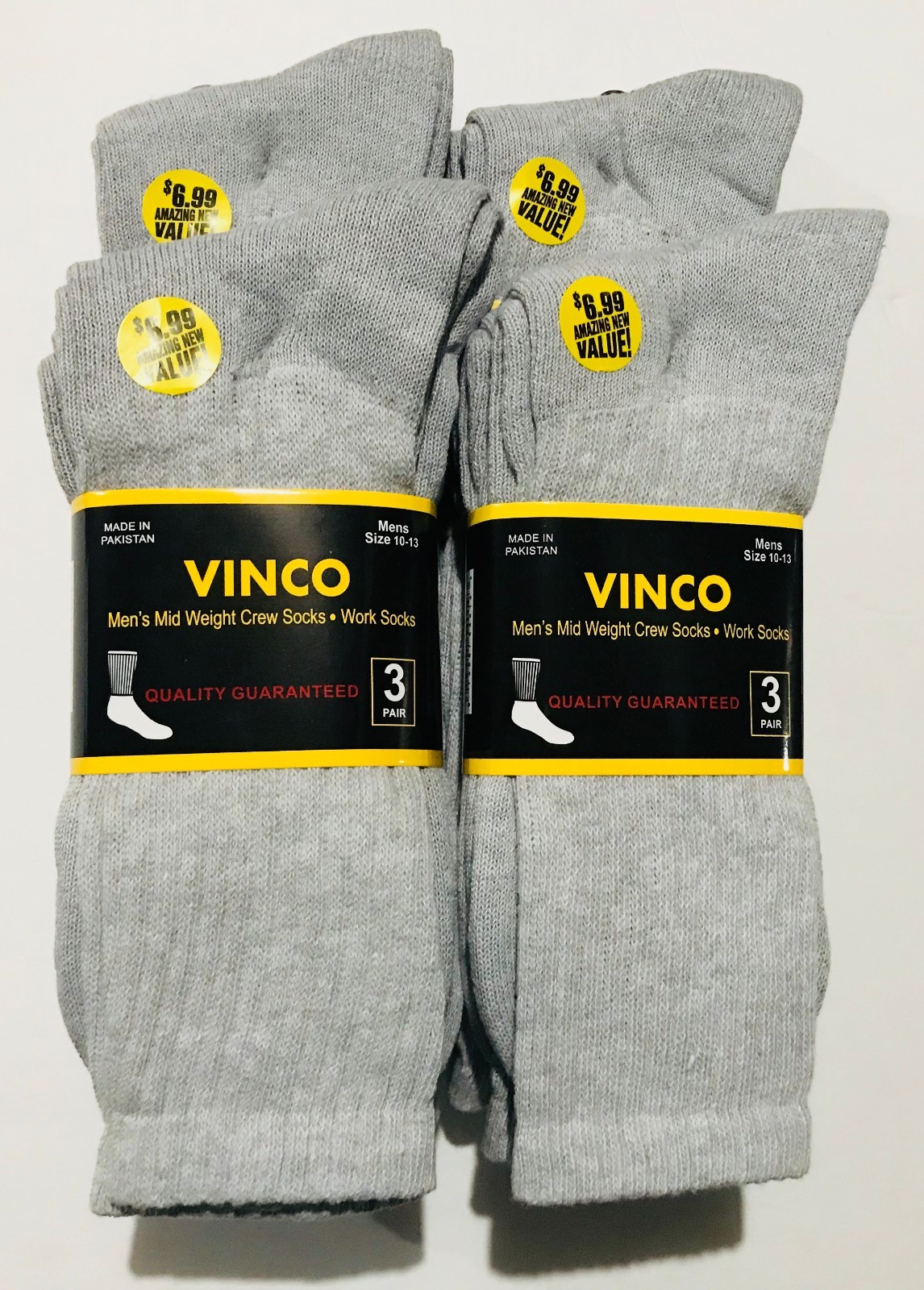 3-6-12 Pairs Men’s Crew Socks Grey Cotton Sports Work Athletic Socks size 9-13