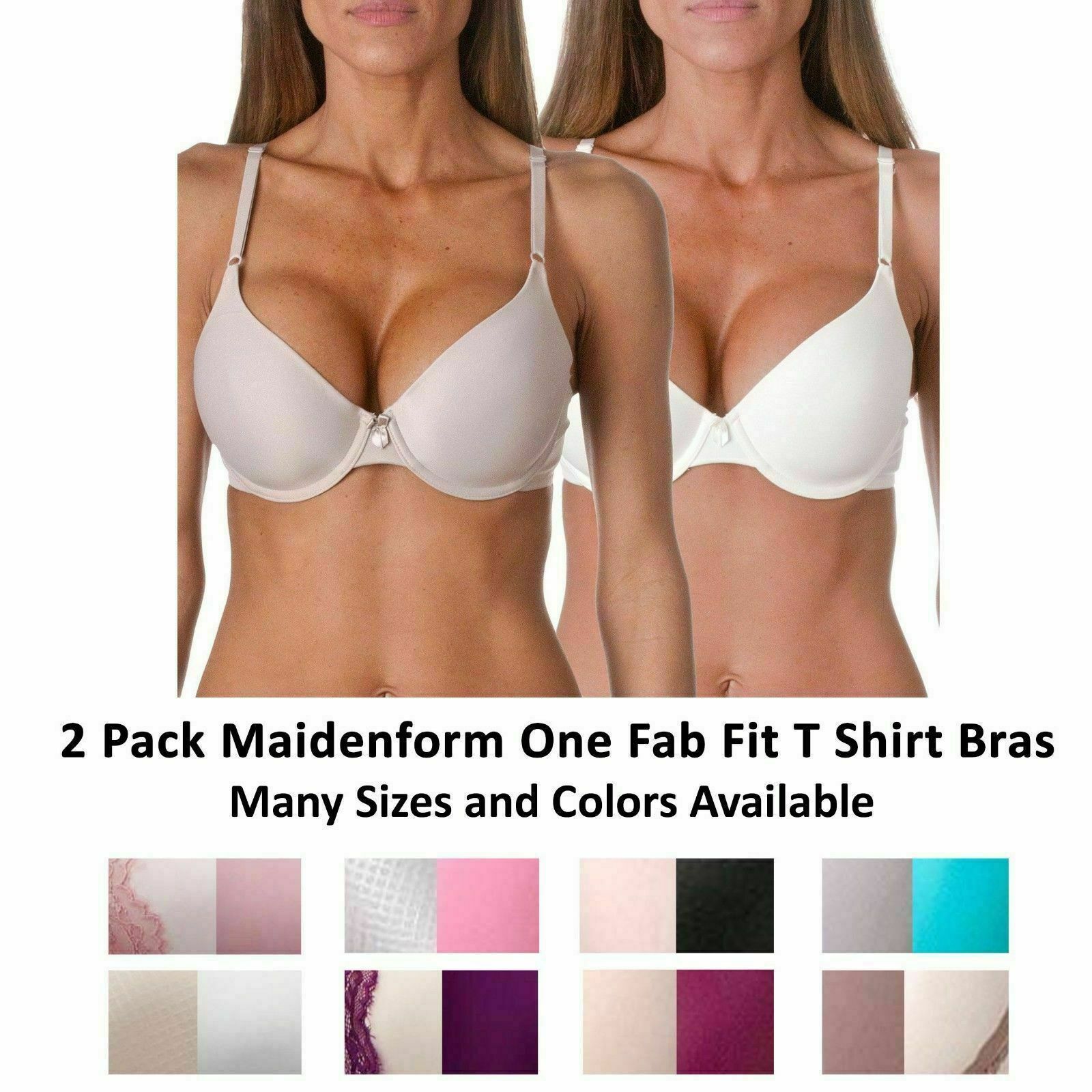 Maidenform T-Shirt Bra Fab Fit Convertible Women’s Multi Way Bra, 2 Pack Combo