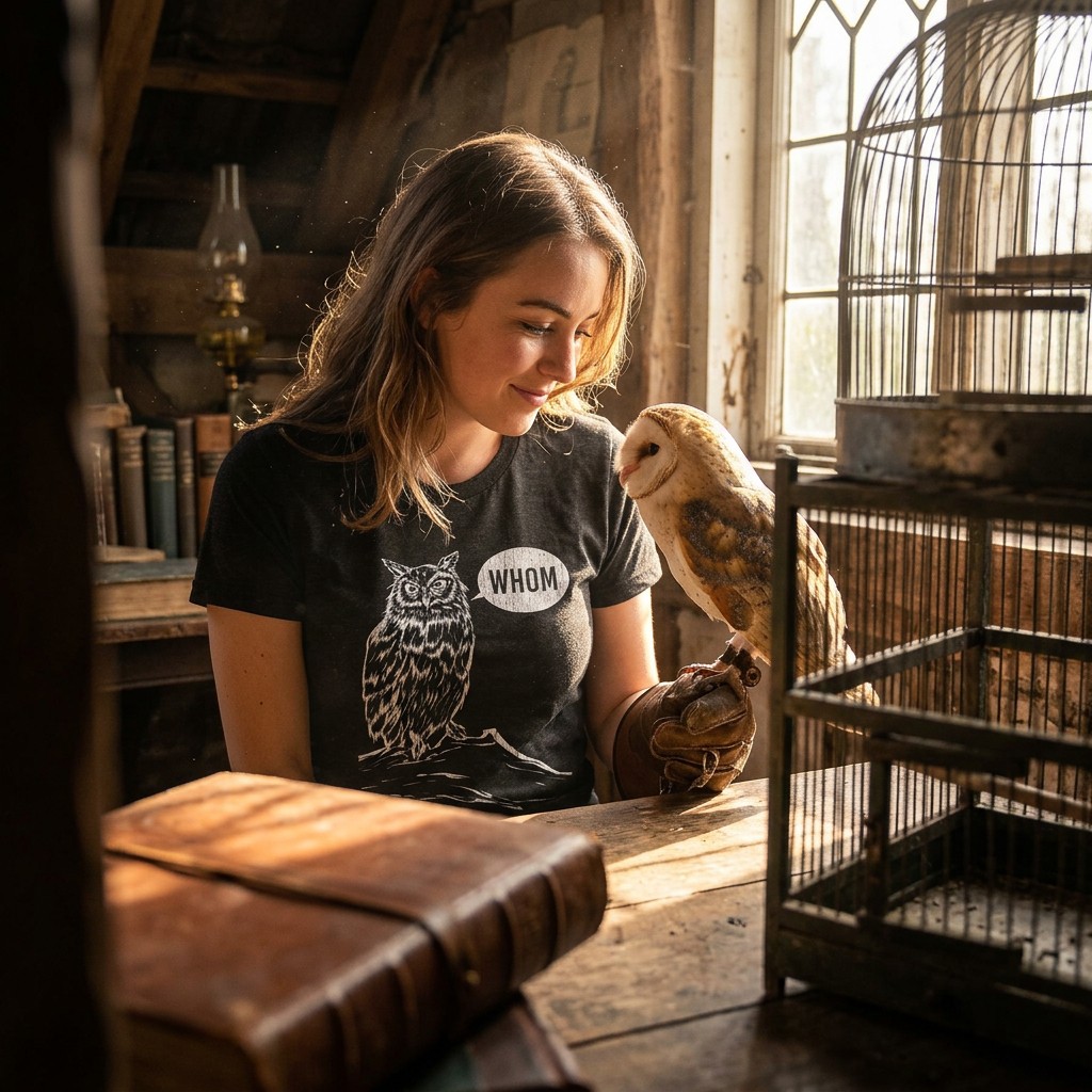 Womens Whom Owl T Shirt Funny Grammar Nerd Sarcastic Graphic Novelty Tee