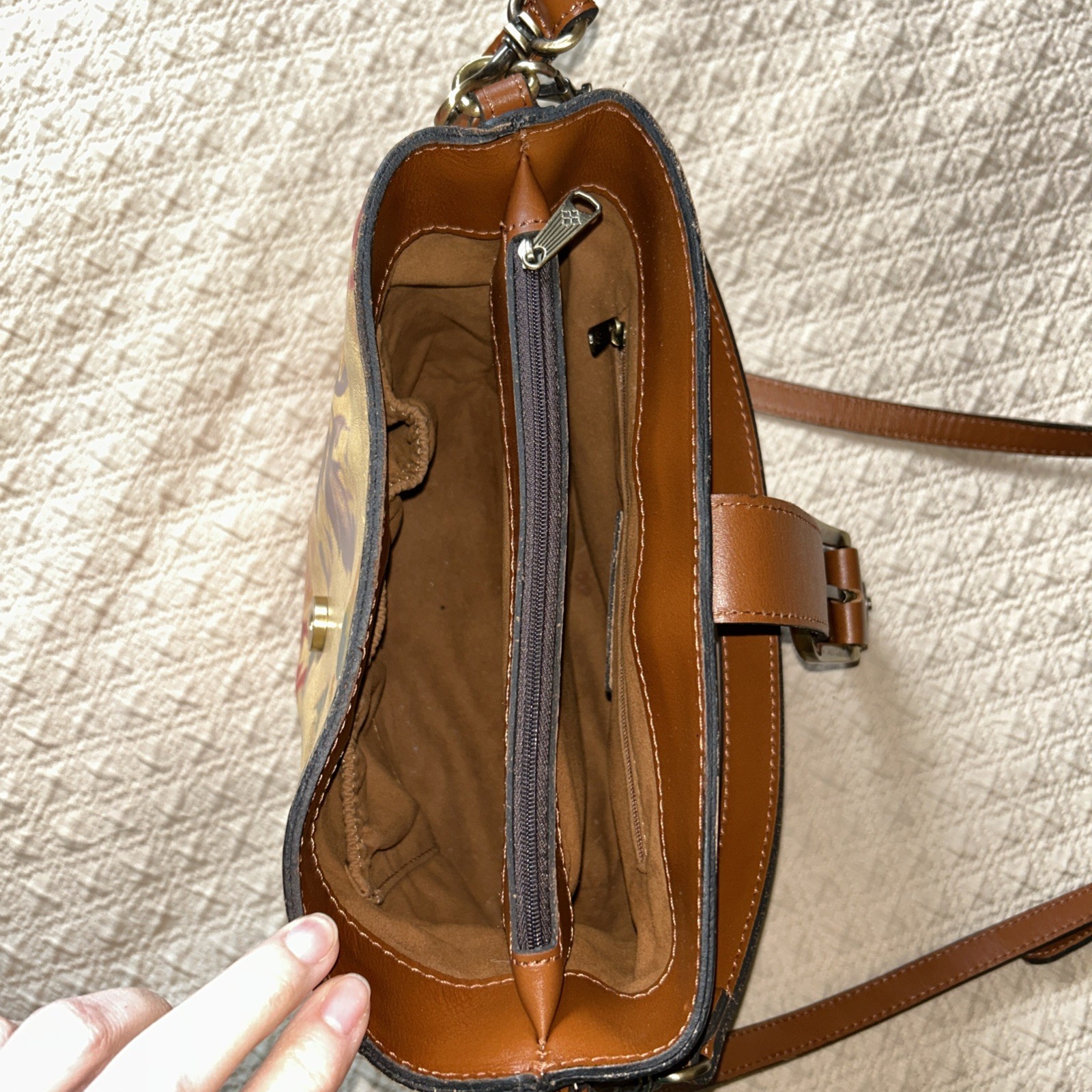 Patricia Nash Irving Bucket Crossbody “Victorian Garden” Front Buckle