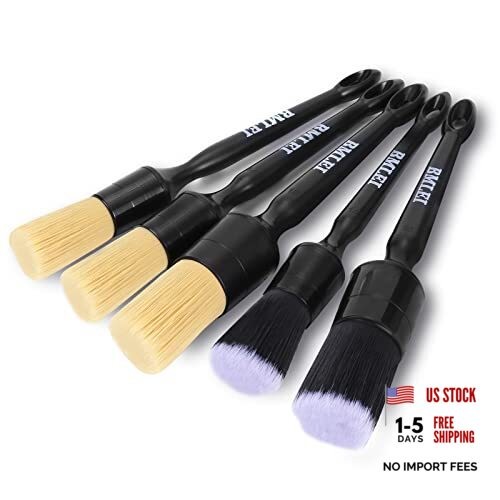 5pcs Car Detailing Brushes Set, Boars Hair Auto Car Detail Brush Kit No 1