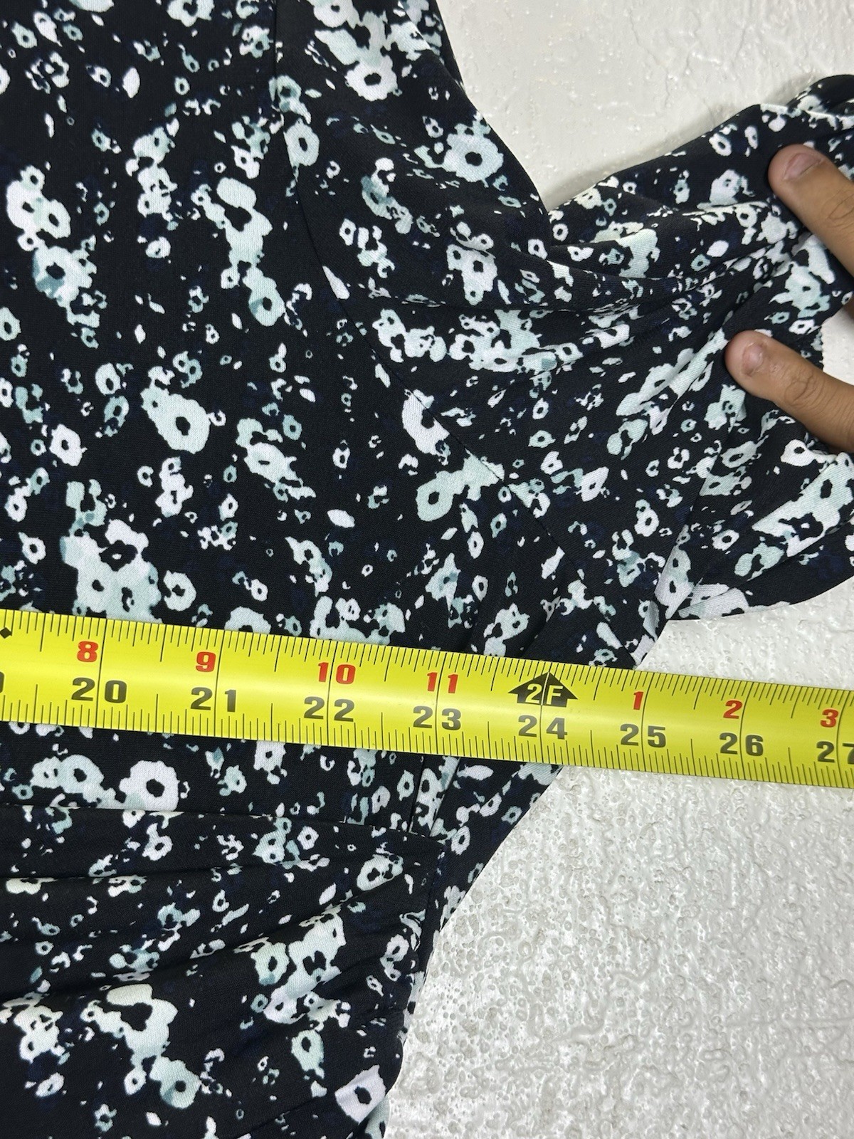 Lane Bryant Black/White Floral V-Neck Flutter Sleeve Fit & Flare Dress 18/20