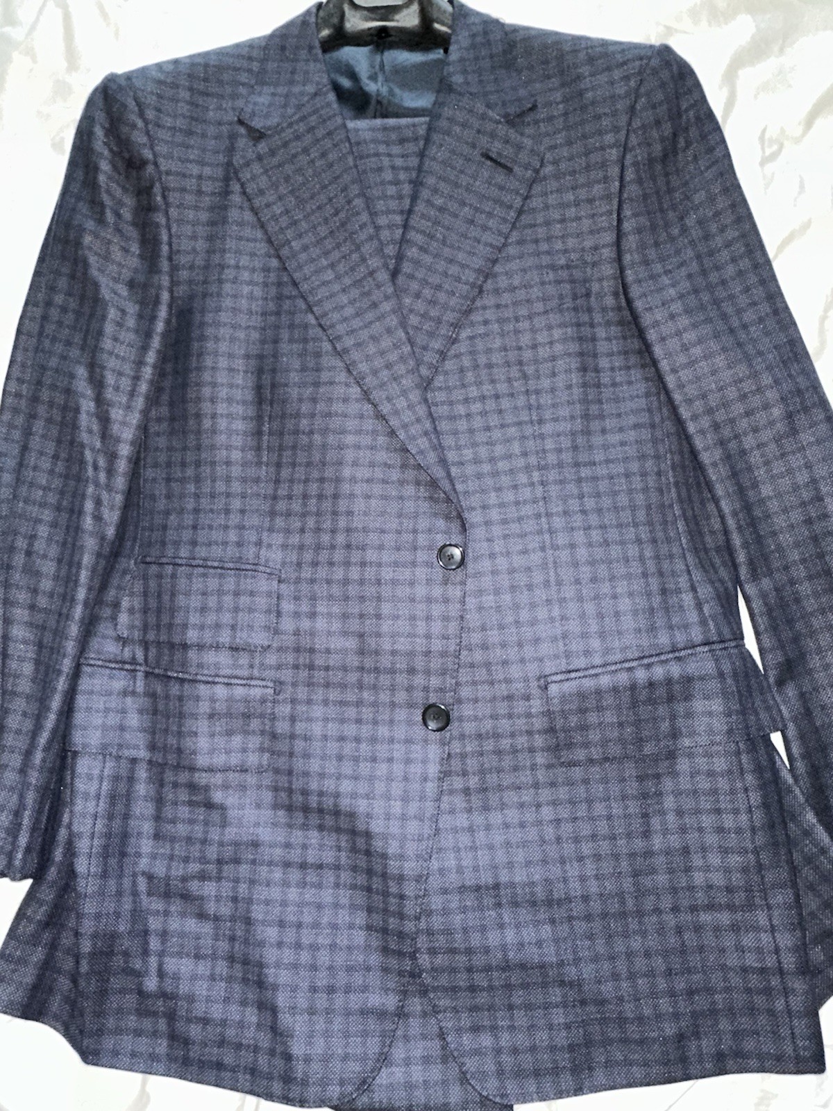 $4.8k NWT TOM FORD Grey Check 44R eu54 2 pc Windsor Wool Silk Mohair suit ITALY