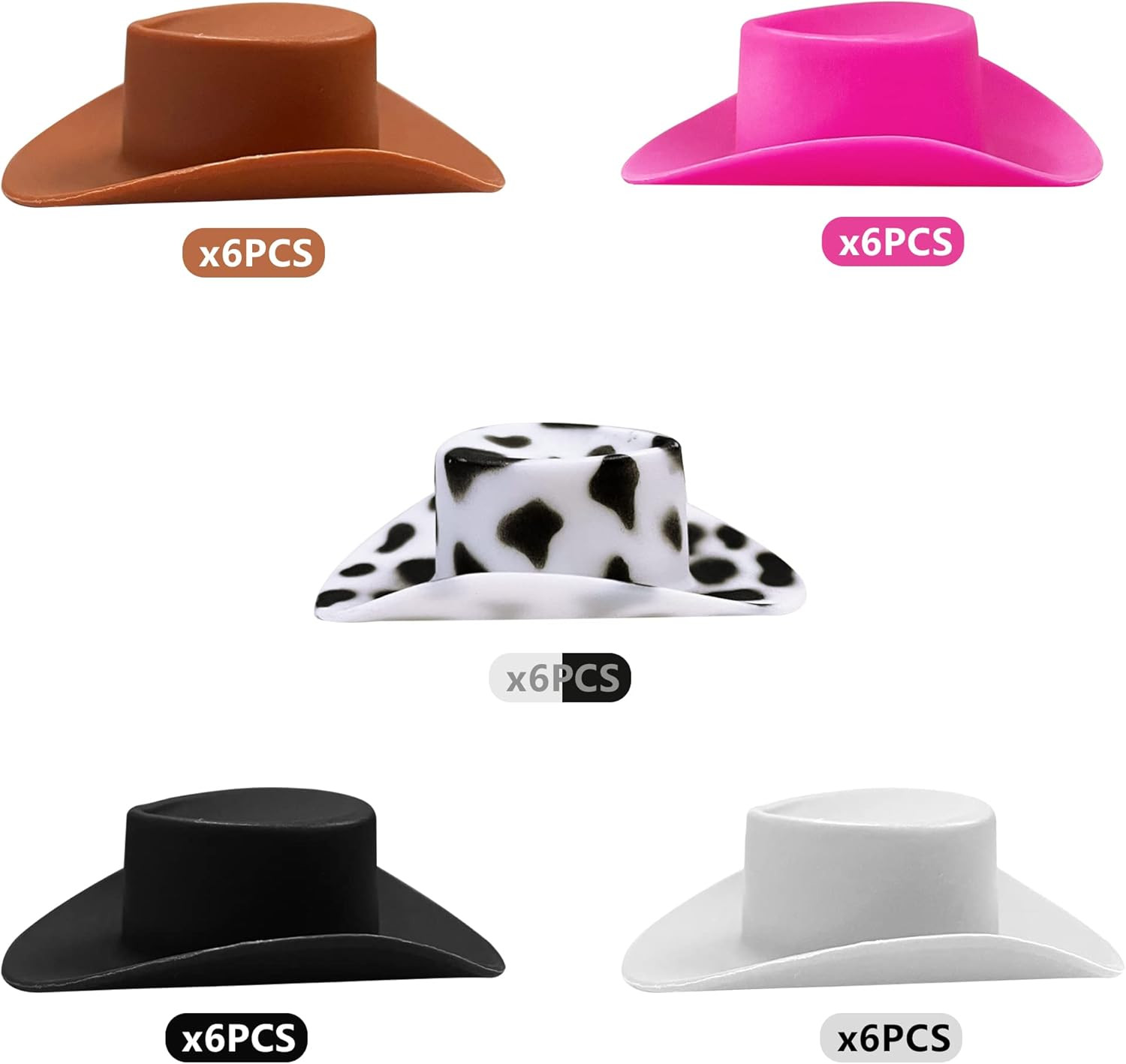 30PCS Plastic Mini Western Cowboy Cowgirl Hat Cute Miniature Hat for Party Acces