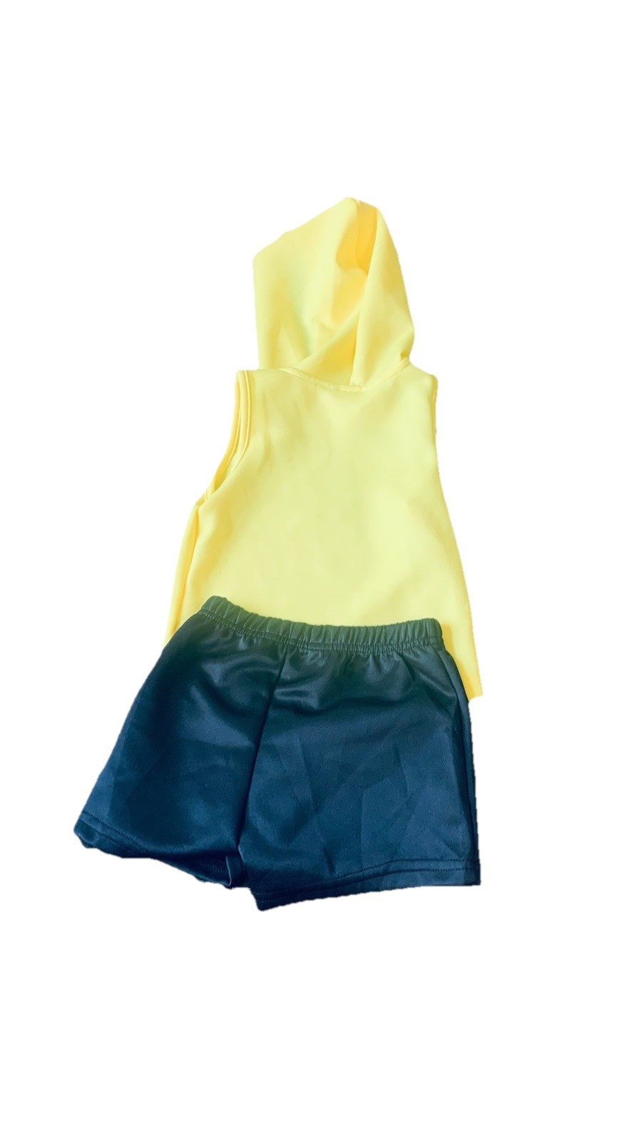 Shein Jumpman Kids Sleeveless Hoodie Tank & Shorts 2 PC Set Yellow Black [Size]