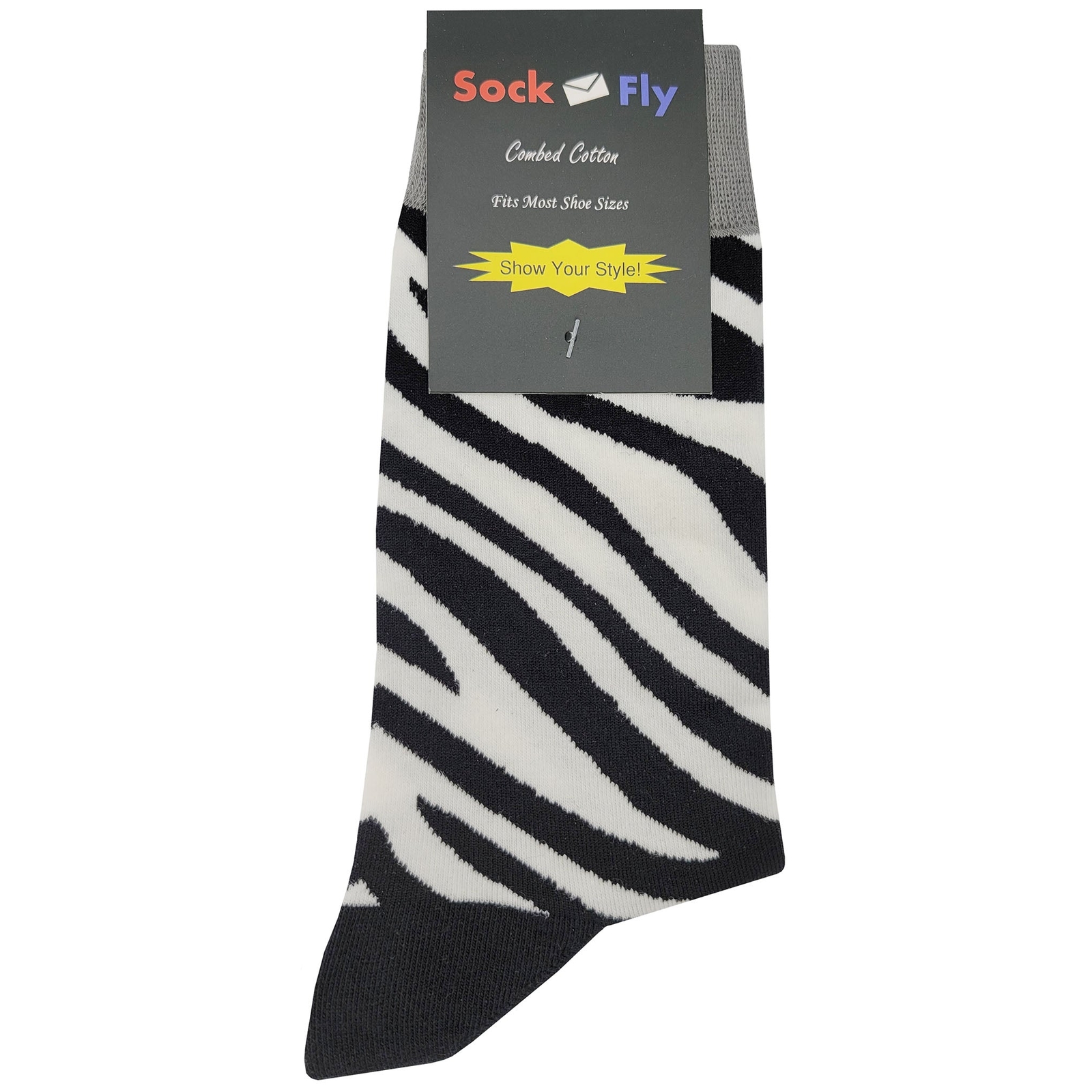 NWT Zebra Pattern Dress Socks Novelty Men 8-12 Multicolor Crazy Fun Sockfly