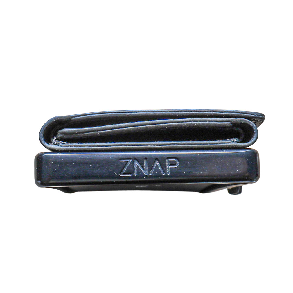 RFID Blocking Slim Solid Leather Aluminum Wallet – ZNAP by slimpuro (Black)