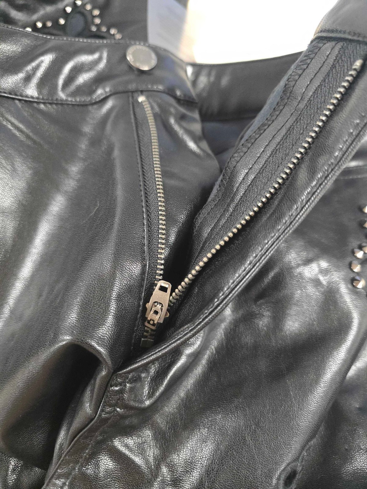 Kaia Studded High Rise Leather Pant Black Classic THE NOLI SHOP