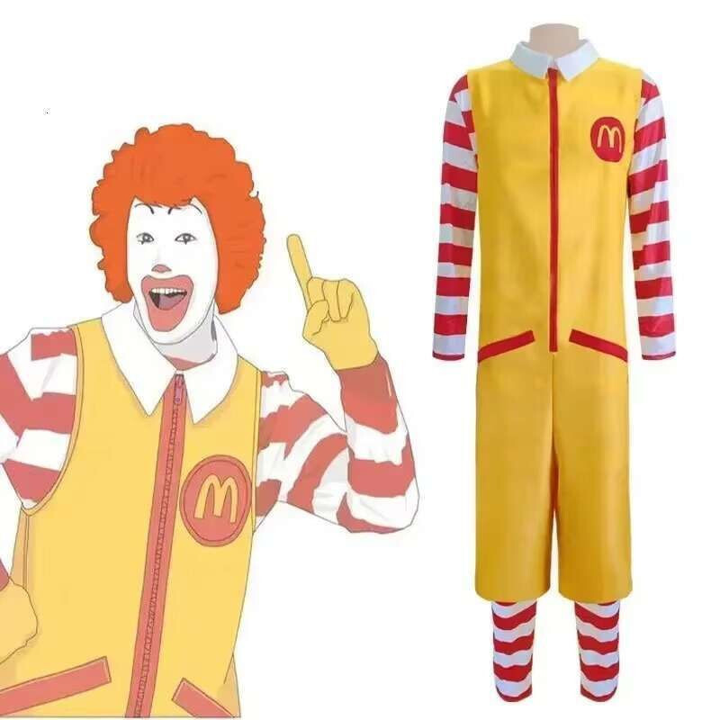 Uncle Clown McDonald Jumpsuit Fun Costume Dress Up Uniform Cosplay Set Party
