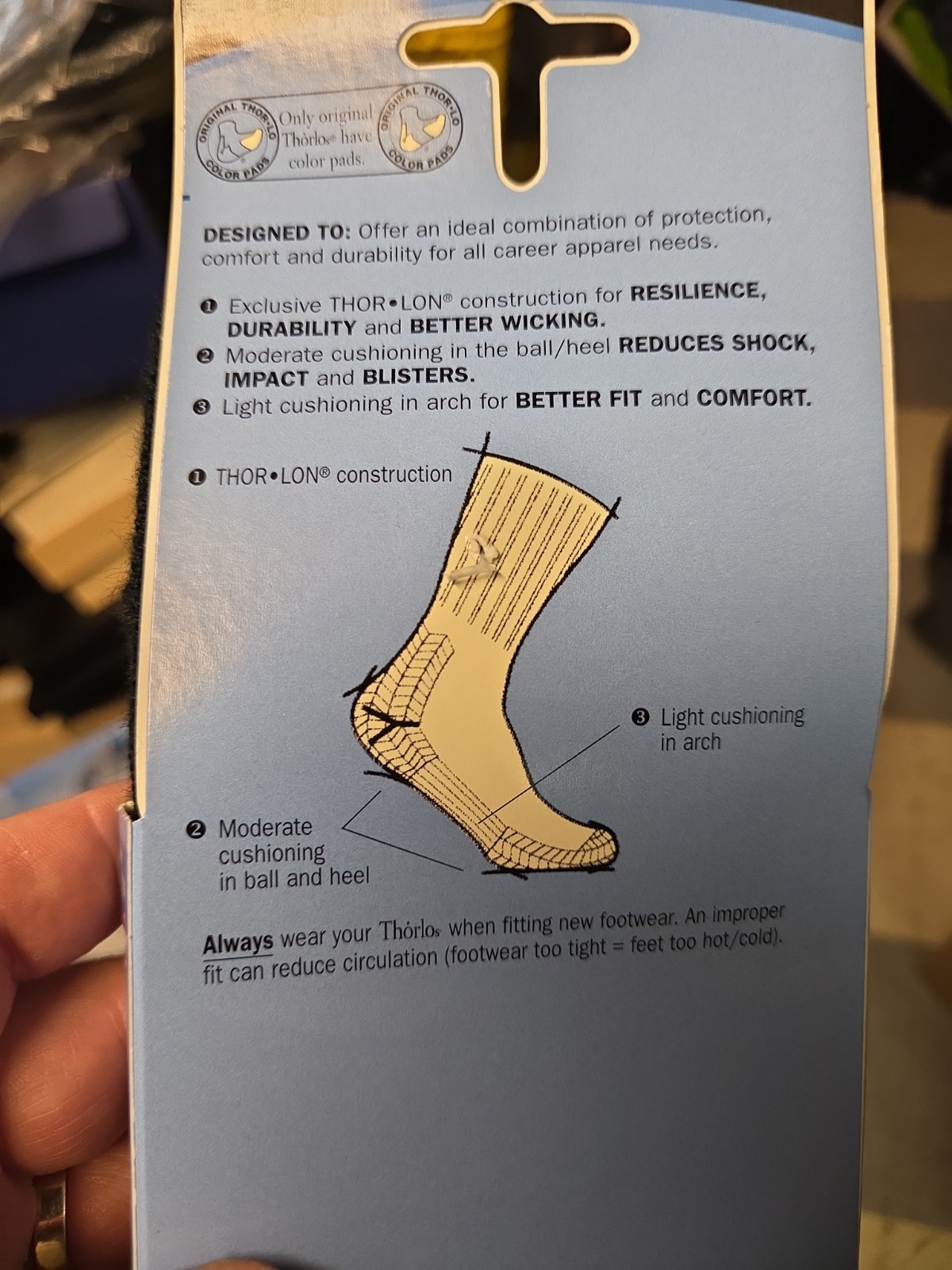 4 PR Thorlos Uniform Crew Unisex Moderate Cushion Black Socks Size 9-12.5 NIP B2
