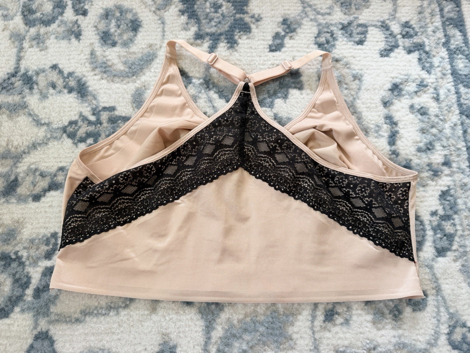 Ruby Ribbon Pin Up Demiette Bra 44 Nude Beige Lace Racerback Shapewear