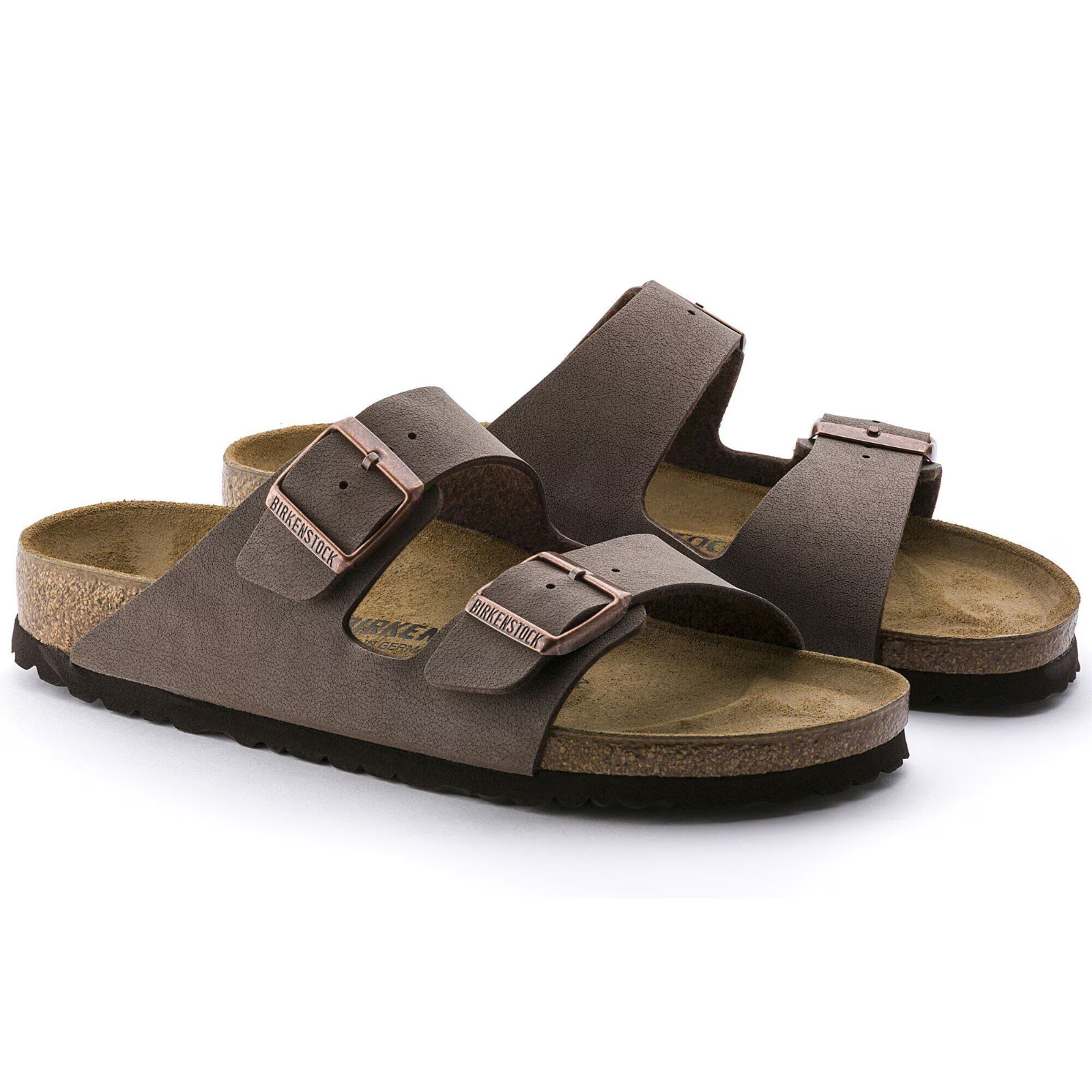 Birkenstock Arizona Birko-Flor Stone Mocha Leather Unisex Sandals New Sizes 6–12