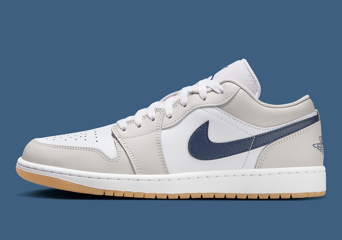 Nike Air Jordan 1 Low Midnight Navy Neutral Grey 553558-146 Men’s Size New
