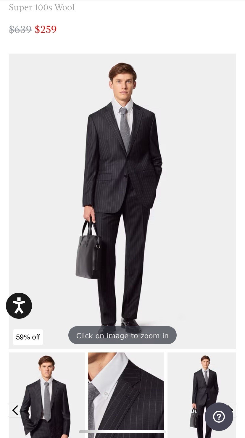 Joseph & Feiss Charcoal Black Pinstripe Suit 2 Piec 100 wool size 48R 43W NWOT
