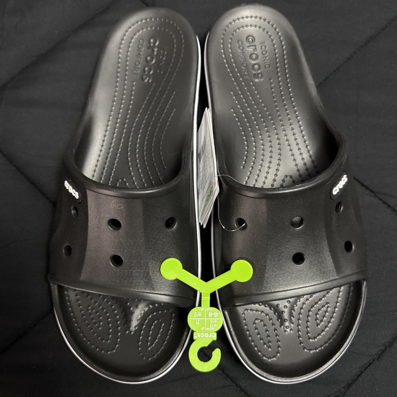 Crocs Men and Women’s Bayaband Black Slide Sandals Mens Size 13