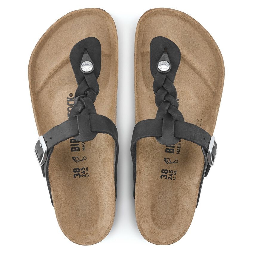 BIRKENSTOCK GIZEH BRAID WOMEN’S REGULAR FIT – SIZE: MEN 4 WOMEN 6 – BLACK