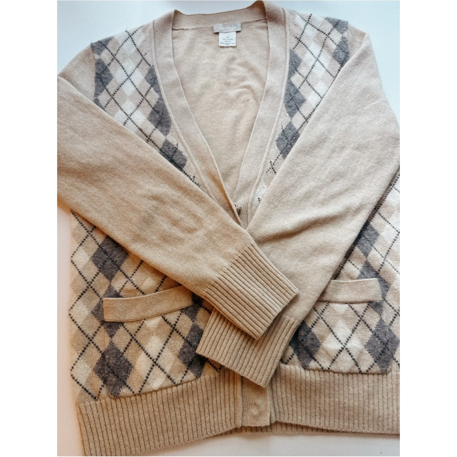 100% Cashmere • J.Crew Magnifica • Heathered• Elevated Argyle Cardigan • IYKYK
