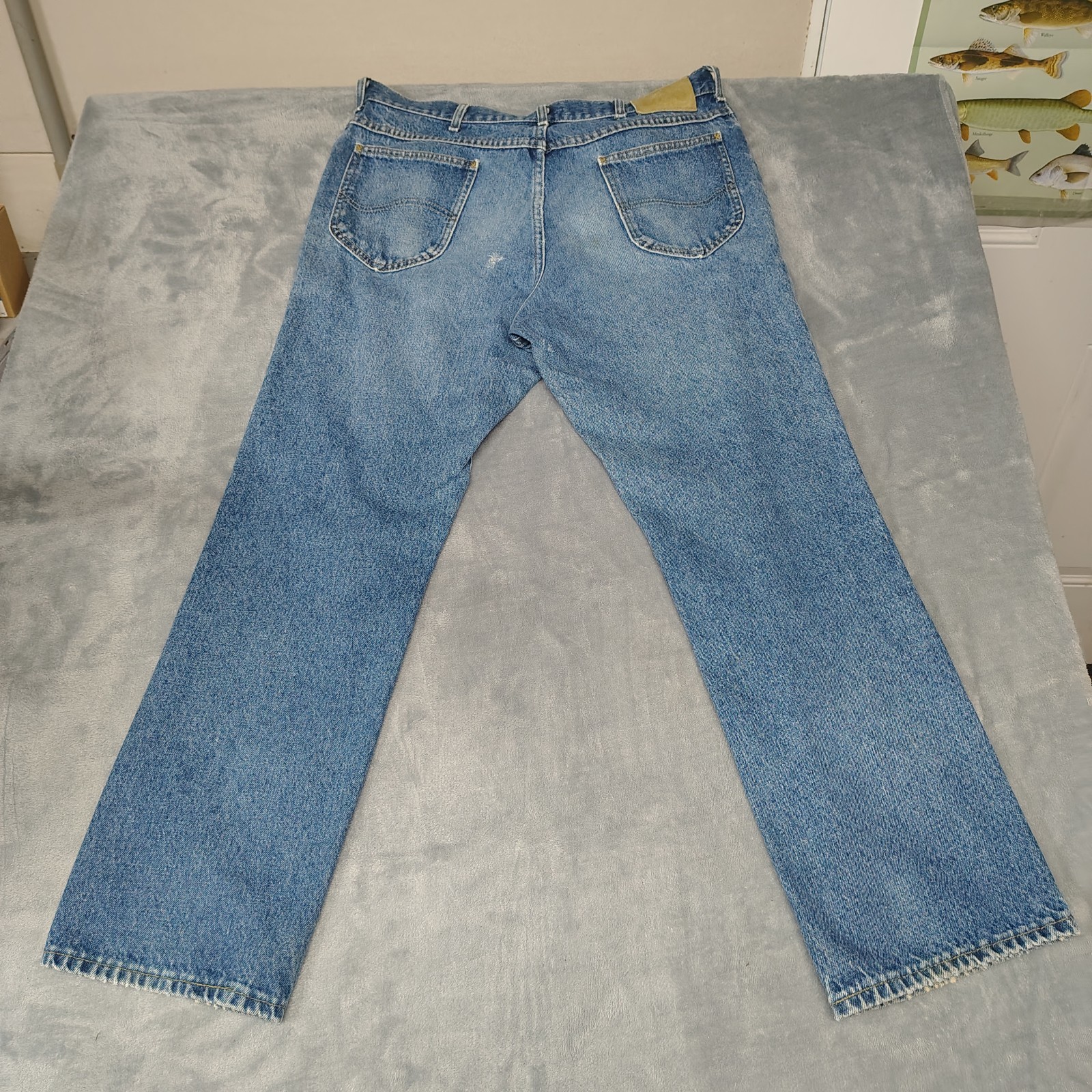 Vintage Lee Riders Jeans Mens 38 X 30 Straight Indigo Fades USA Made 80s 90s
