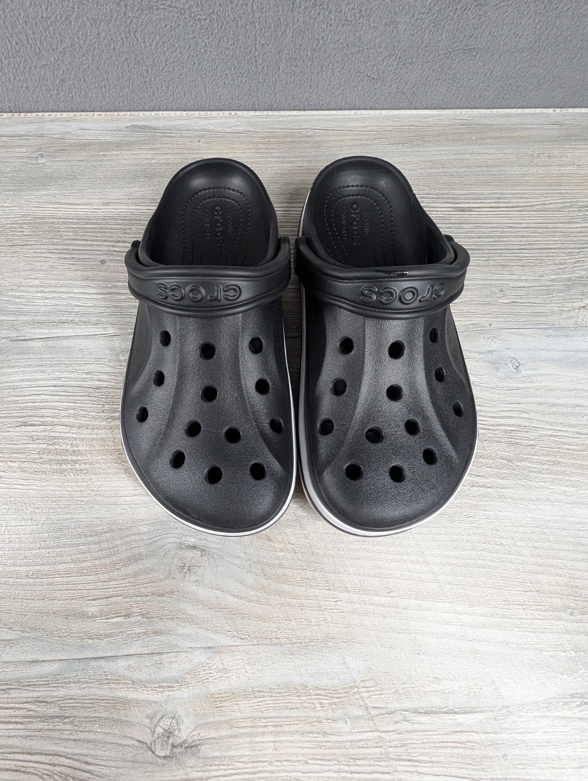 Crocs Unisex M6 W8 Black White Bayaband Clogs Slip On Comfort Shoes New