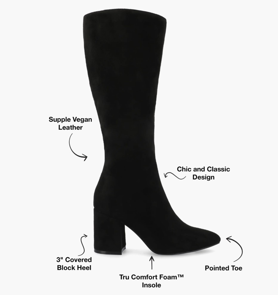 Journee Collection Ameylia Knee High Boots Black US Size 8.5W (Wide Calf)