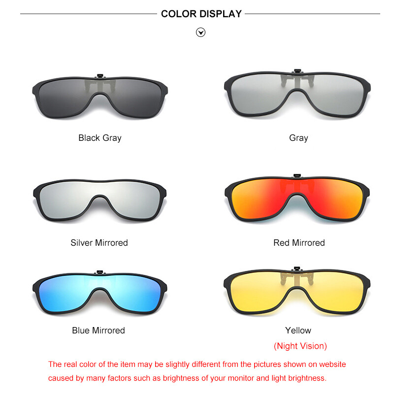 Polarized Clip-on Sunglasses Flip Up Metal Clip Eyewear for Prescription Glasses