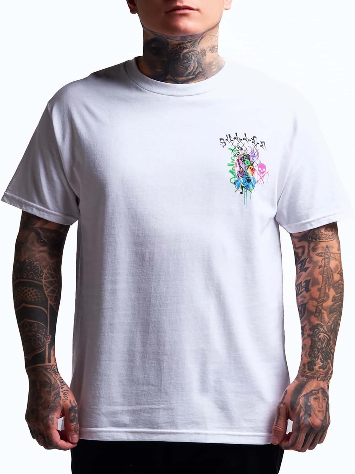 Sullen Men’s Chemical Swirl Short Sleeve Graphic T-shirt Skull Graffiti Tattoo
