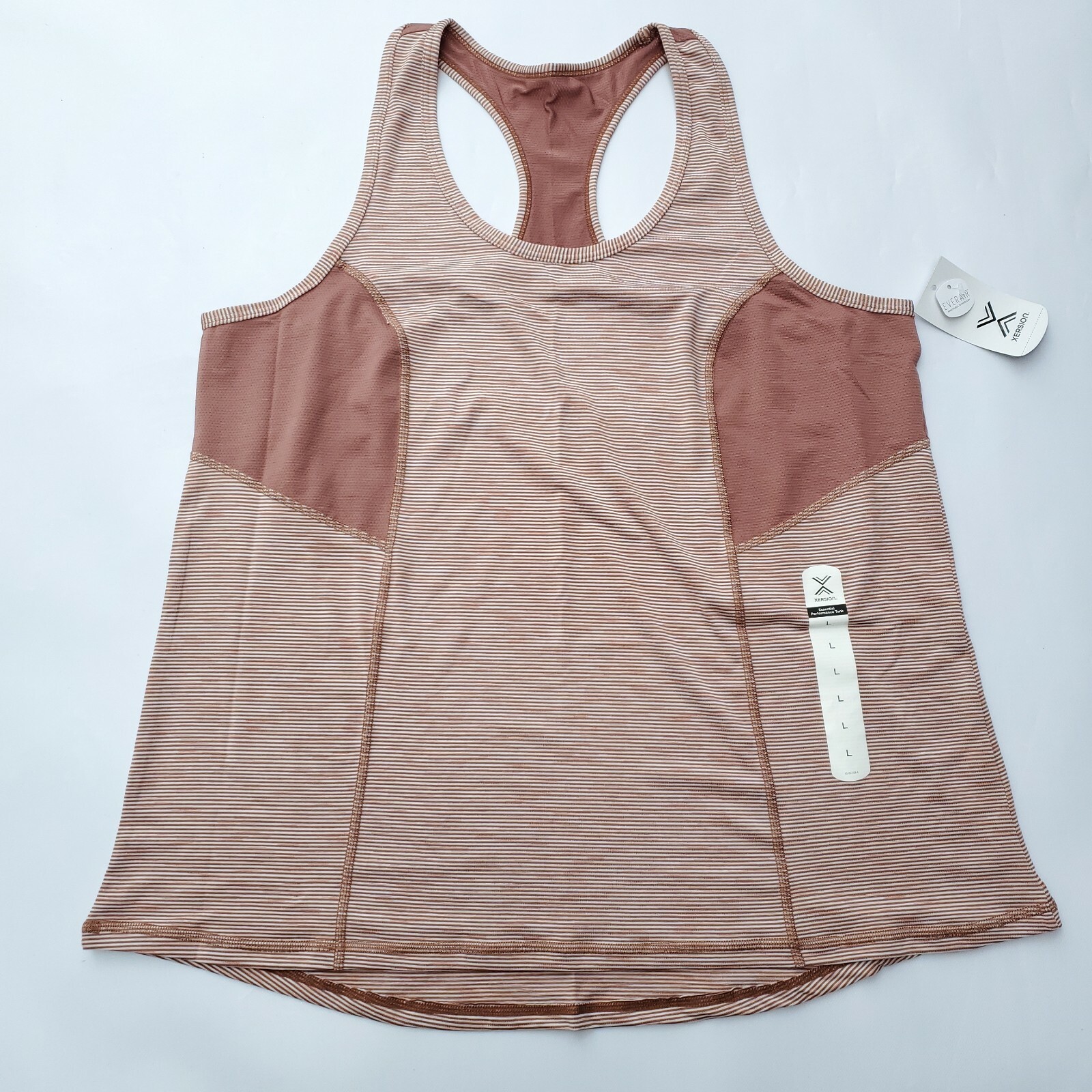Xersion women’s Large scoop neck racer back tank top, pink spacedye, quick dry
