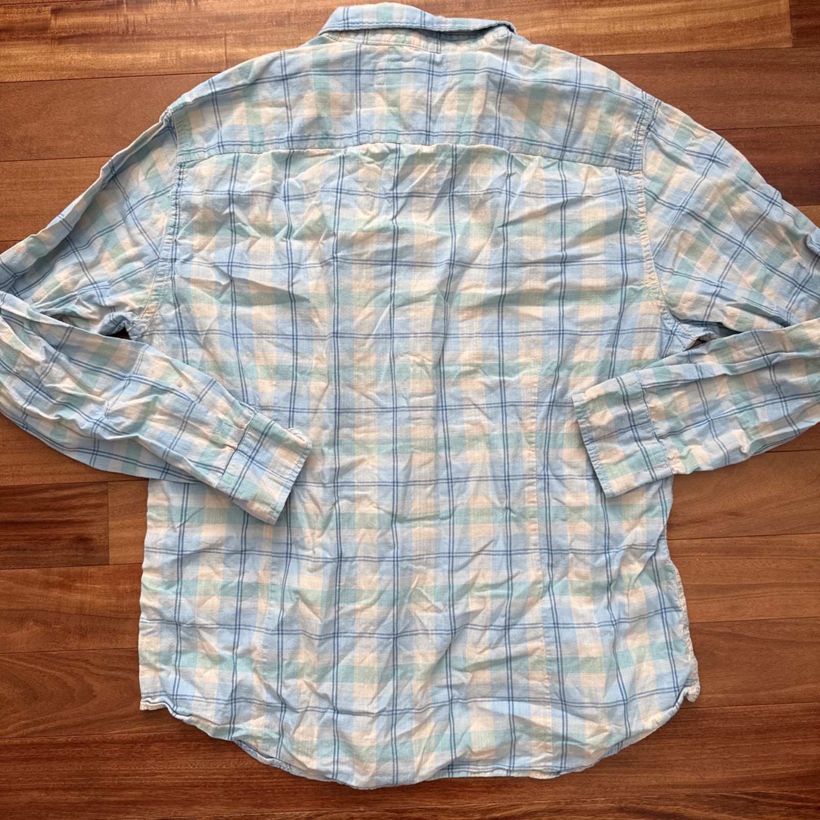 Normal Brand Louis Button Down Shirt Plaid Mens L Sky Cotton Casual