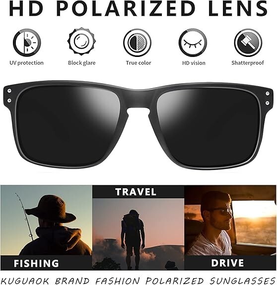 Tac Polarized Square Sunglasses for Men Women Driving Sports UV400 Sun Glasses