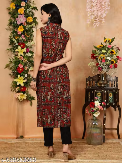 women printed straight sleeves kurta_Printed kurti_daily wear Kurti