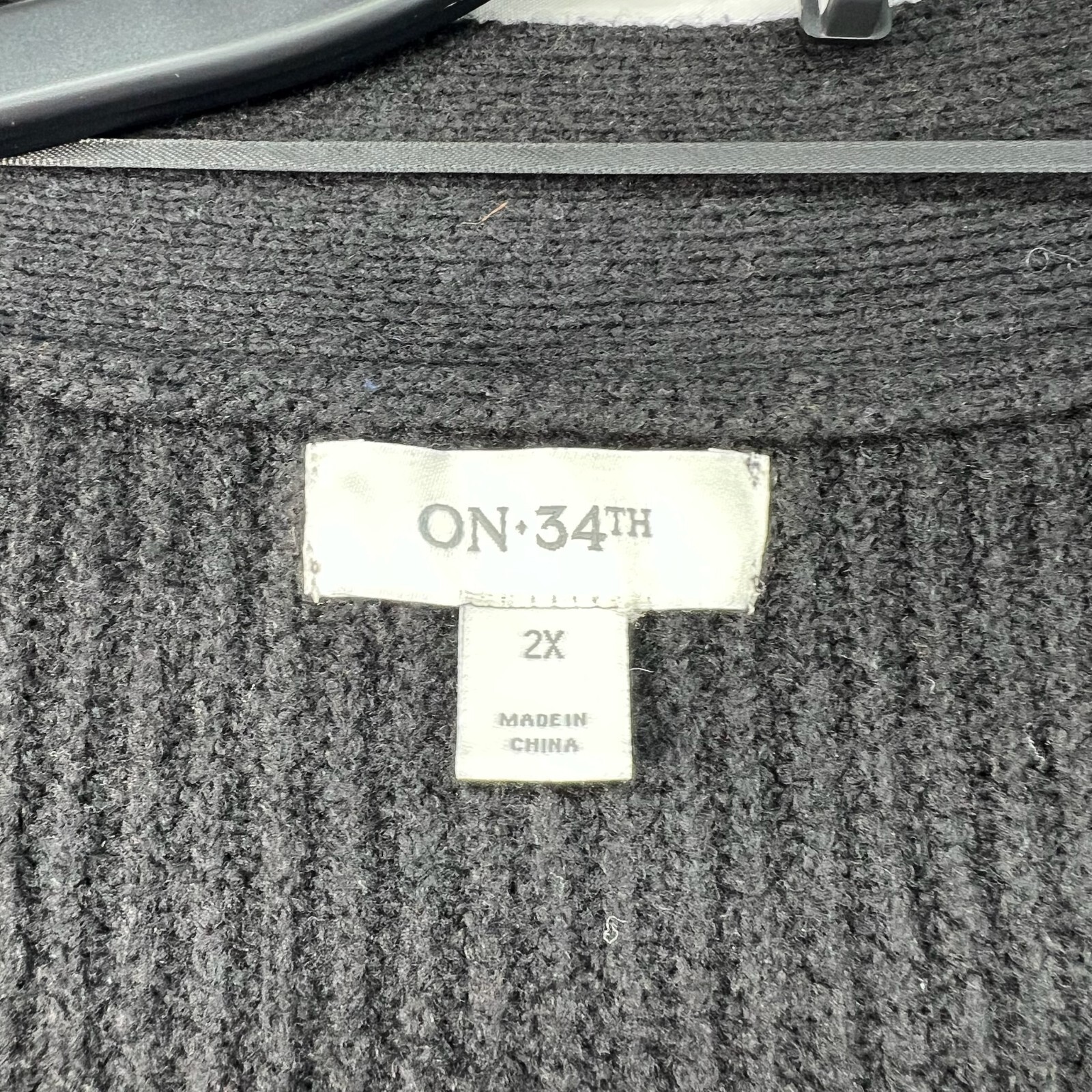 On 34th Cardigan Sweater Womens Plus Size 2X Black Long Sleeve Pockets New
