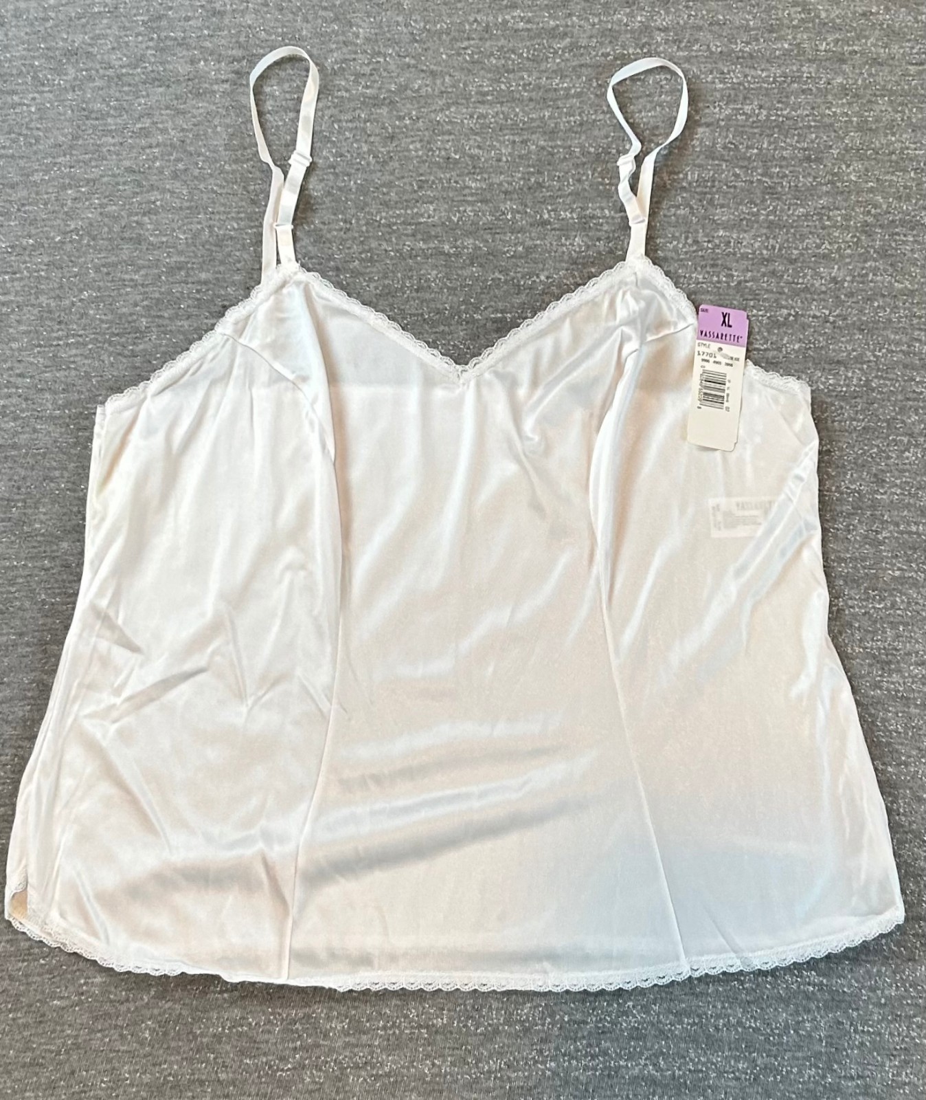 NWT VTG Vassarette CAMISOLE Black White Adjustable Strap 17701 M, L, XL, or 2XL