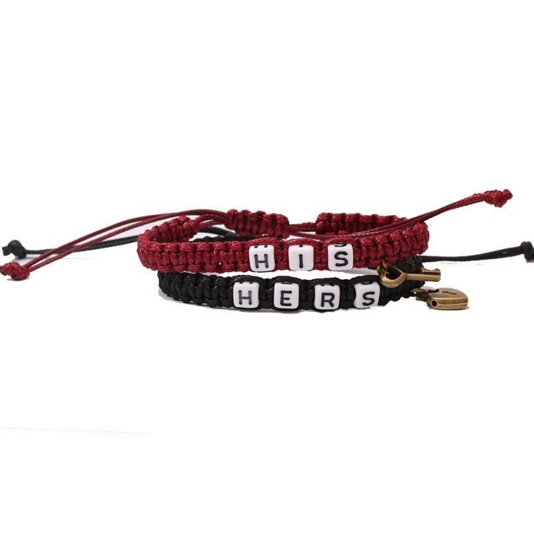 Couple Bracelet Lock Core Key Pendant Woven Hanging Rope Bracelet Jewelry Gift