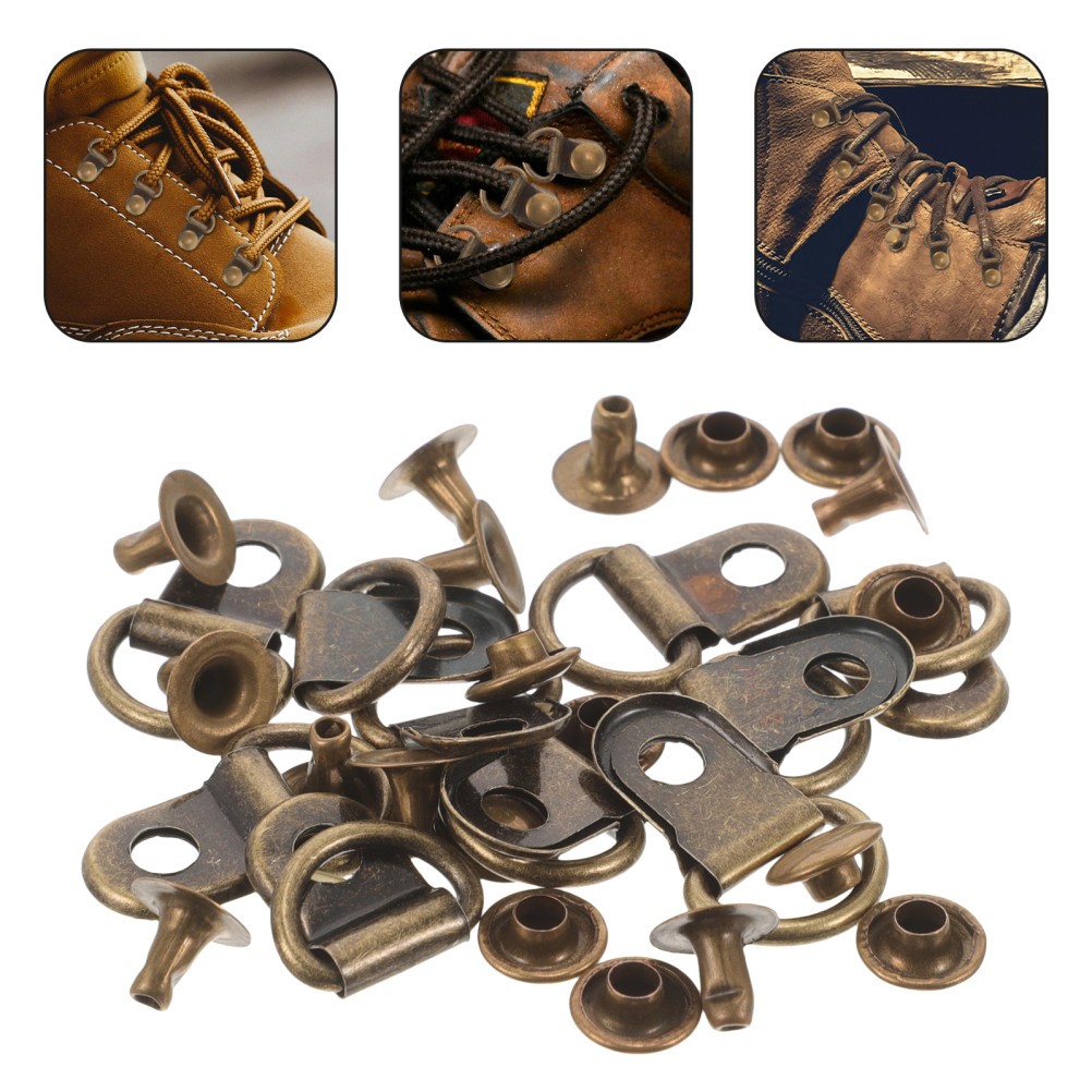 20Pcs Metal Shoe Lace Buckles Strong Wear Resistant Boot Eyelet Repair Kit