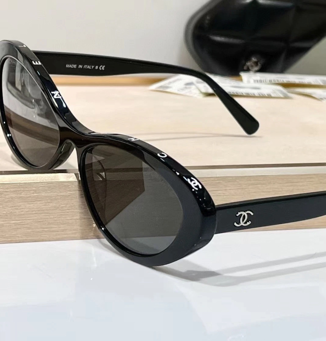 chanel sunglasses for women 5416 oval black frame / gray lens 57-17-140