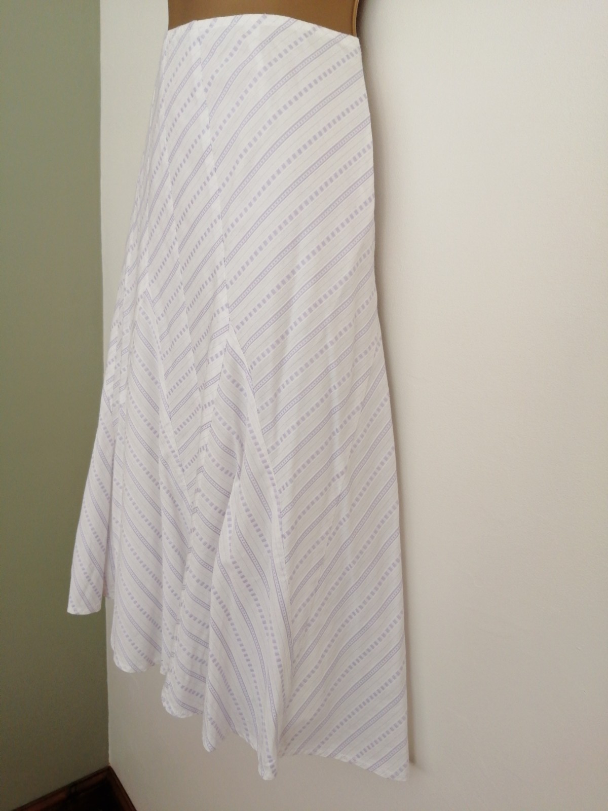 Monsoon cotton skirt white lilac size 14 fit & flare fully lined nice quality!