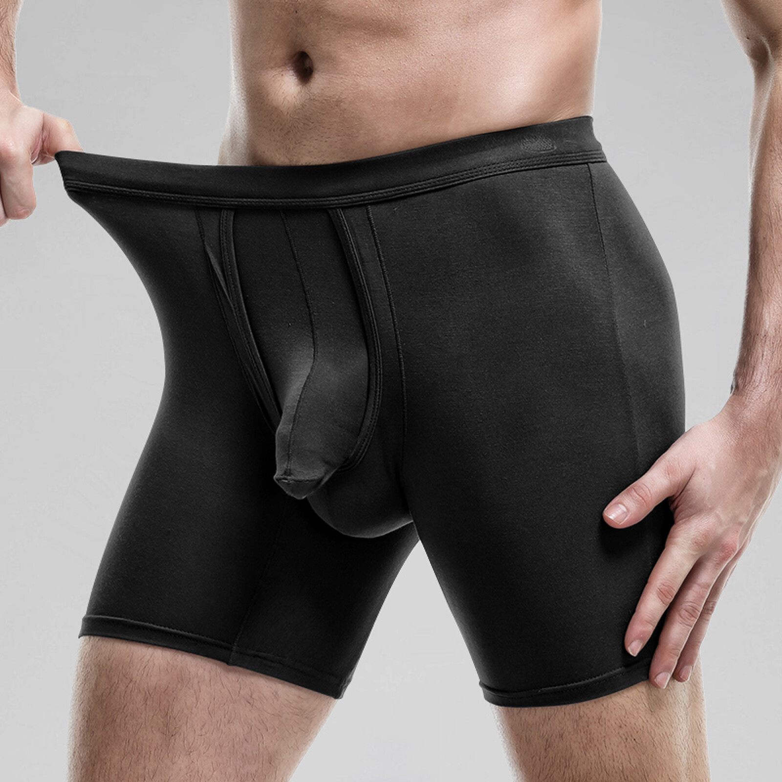 Pack of 1-3 Men Bamboo Anti Chafing Soft Comfort Long Leg Boxer Underwear Briefs