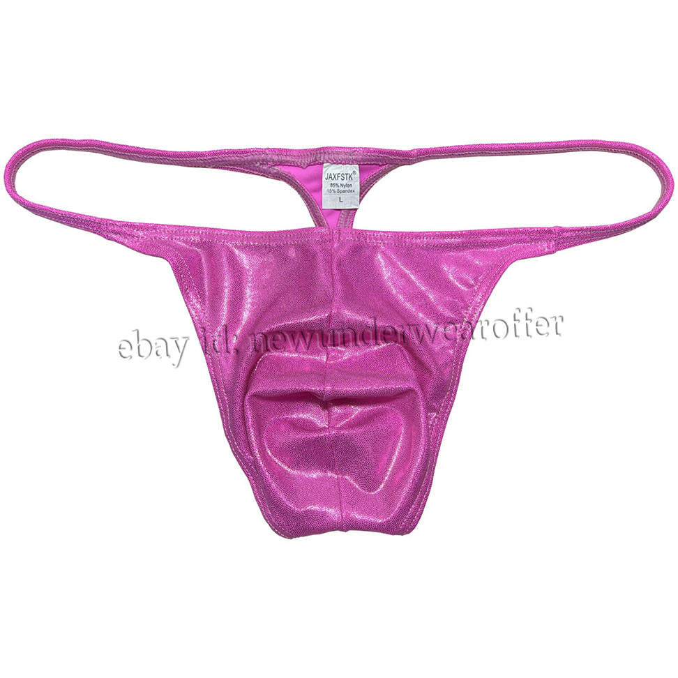 Men Shiny Bikini Thong Underwear Low-rise G-string Bulge Pouch T-back Jockstrap