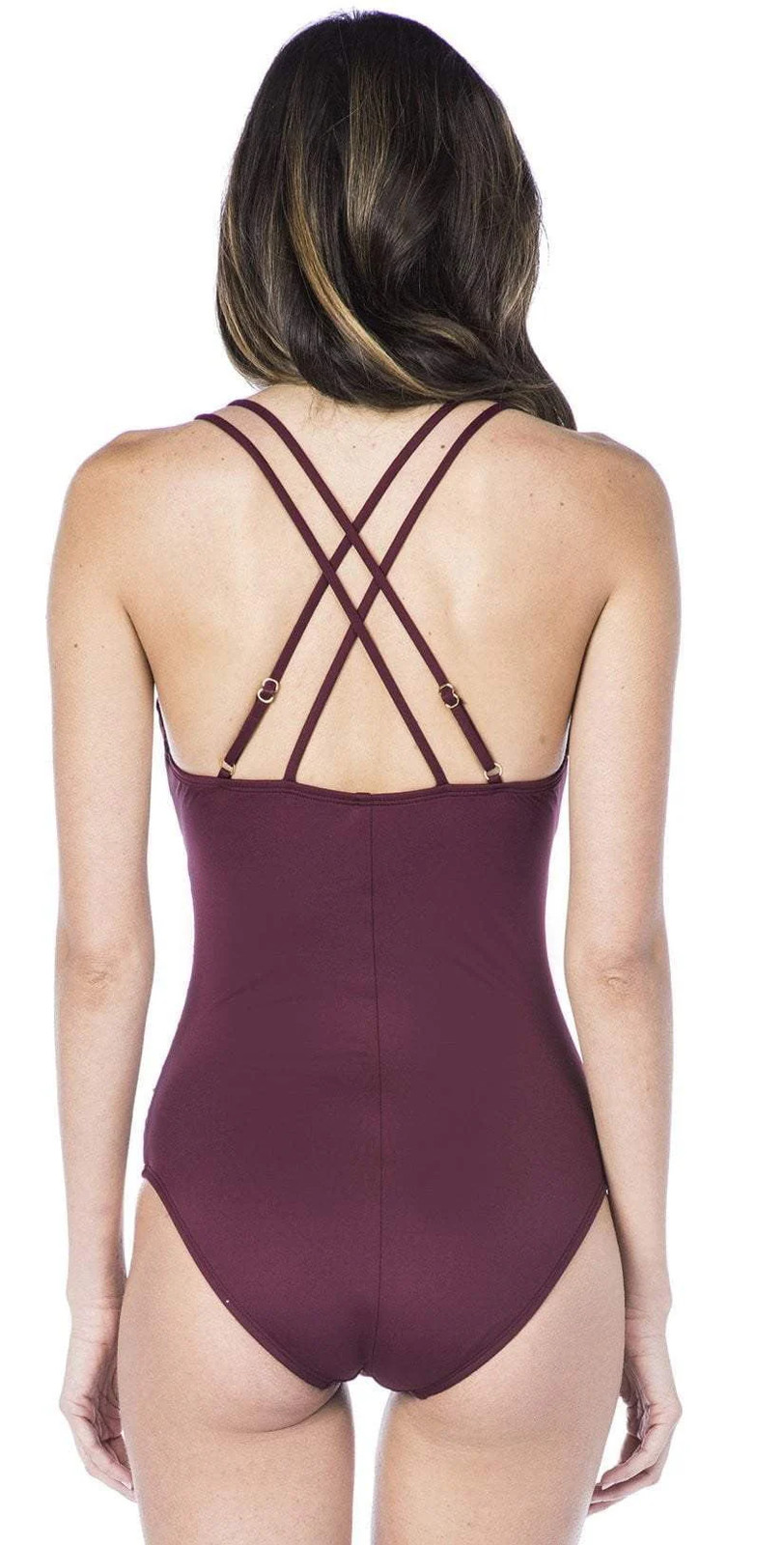 La Blanca Island Goddess Surplice One-Piece in Mahogany LB8LA16-MHG