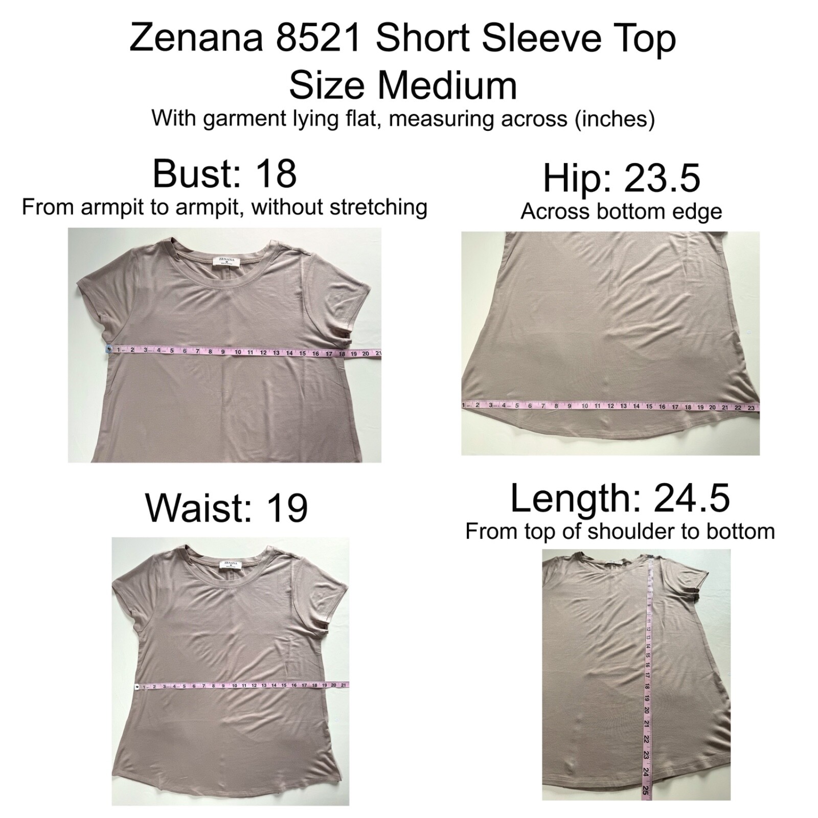 ZENANA 8521 Flowy Round Hem Rayon Short Cap Sleeve Knit Top Tee Essential Shirt