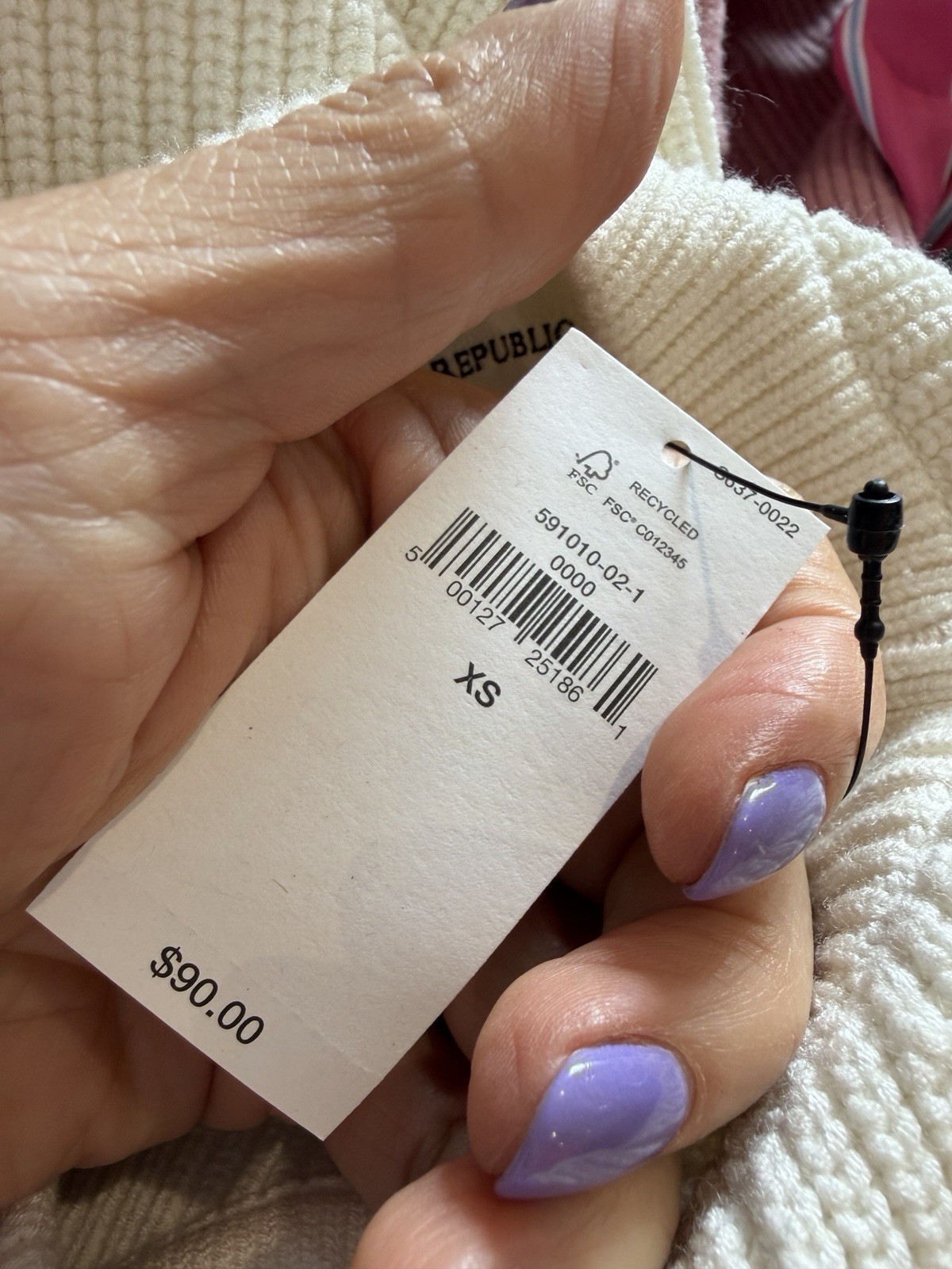 BANANA REPUBLIC Ribbed Crew-Neck Pullover Sweater XS Minimalist Snow Day NWT