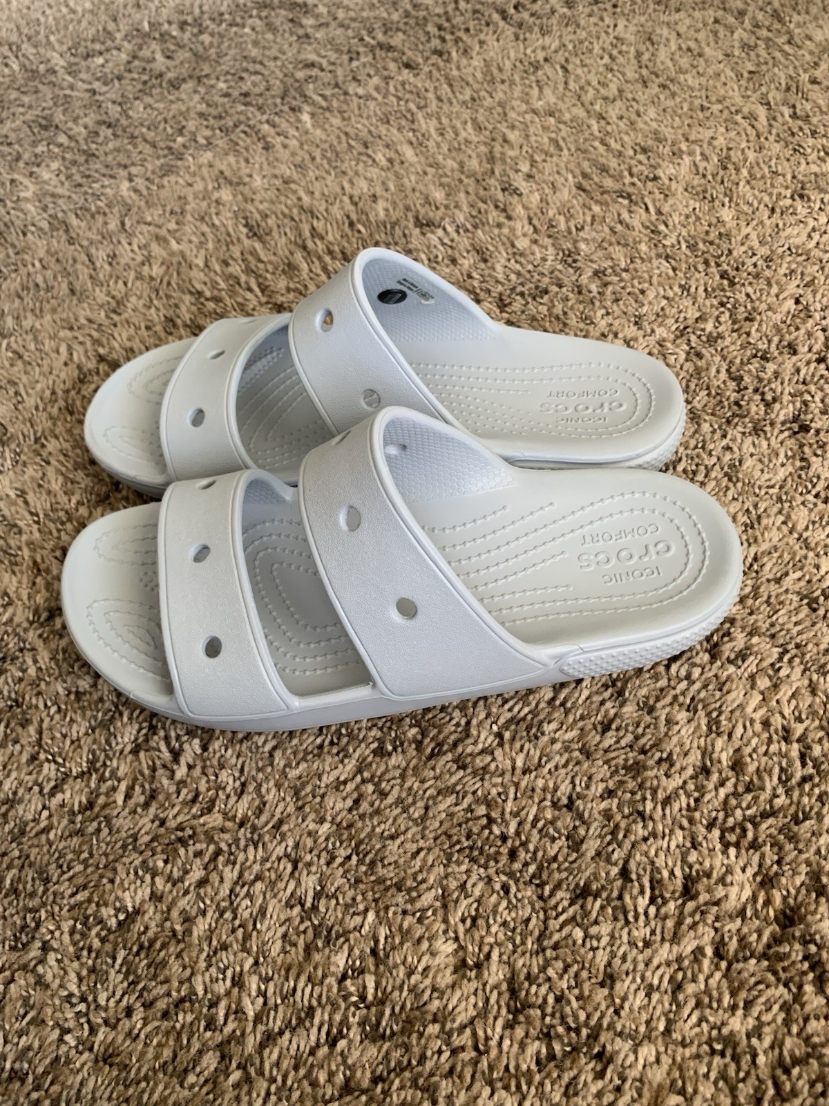 Crocs Gray V2 Slides Sandals Double Strap Slip On Comfort Shoes W8 M6