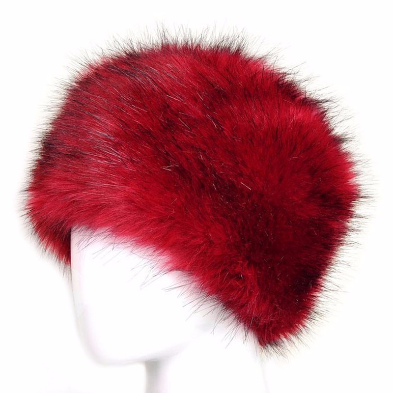 Women Fluffy Ski Hat Faux Fur Hat Thick Cycling Warm Cap Winter Outdoor Hats
